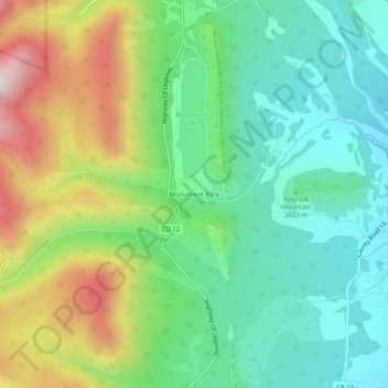 Monument Park topographic map, elevation, terrain
