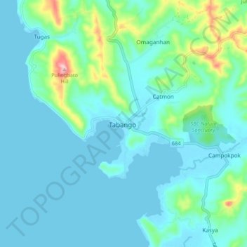 Tabango topographic map, elevation, terrain