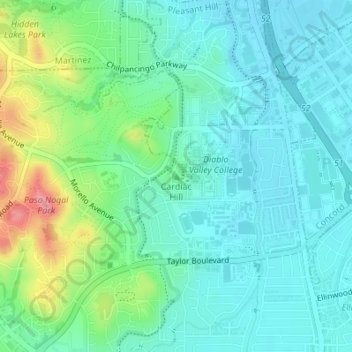 Cardiac Hill topographic map, elevation, terrain