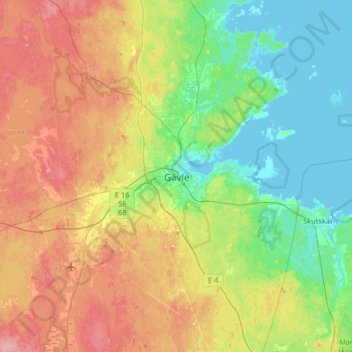 Gävle topographic map, elevation, terrain