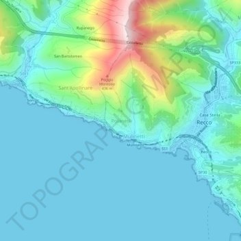 Polanesi topographic map, elevation, terrain