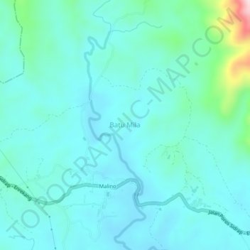Batu Mila topographic map, elevation, terrain