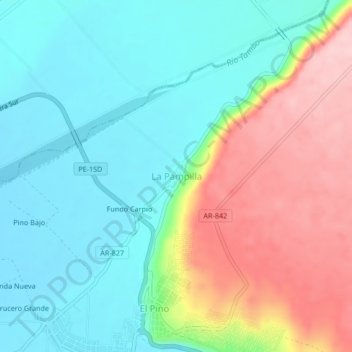 La Pampilla topographic map, elevation, terrain