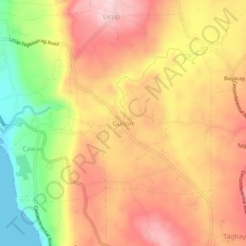 Guilon topographic map, elevation, terrain