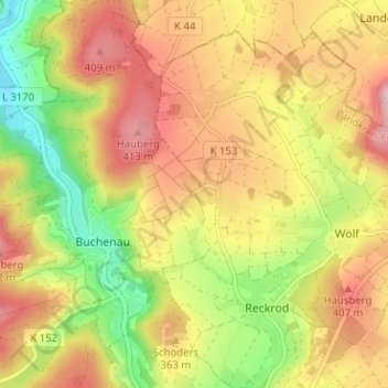 Branders topographic map, elevation, terrain