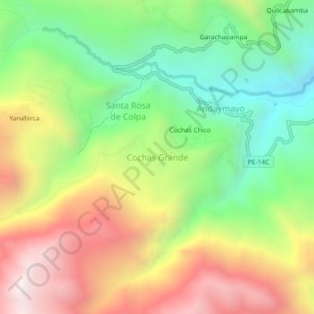 Cochas Grande topographic map, elevation, terrain
