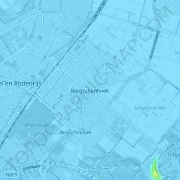 Bergschenhoek topographic map, elevation, terrain