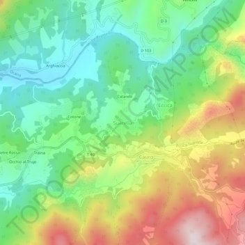 Suarella topographic map, elevation, terrain