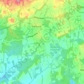 Ewhurst Green topographic map, elevation, terrain