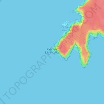 Cabo de San Vicente topographic map, elevation, terrain