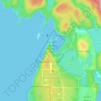Mansons Landing topographic map, elevation, terrain