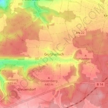 Großhaslach topographic map, elevation, terrain