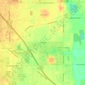 Fox Hollow topographic map, elevation, terrain