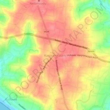 Kanjiramkulam topographic map, elevation, terrain
