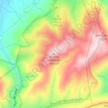 Buffalo Mountain topographic map, elevation, terrain