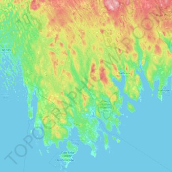 Wooded Island topographic map, elevation, terrain