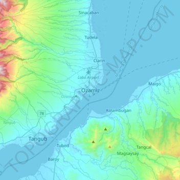 Ozamiz topographic map, elevation, terrain