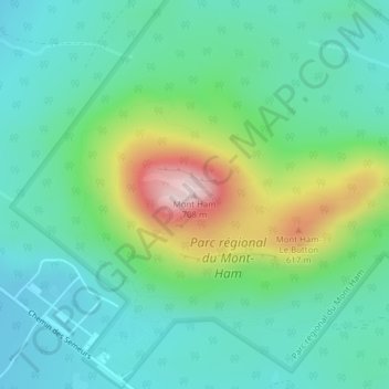 Mont Ham topographic map, elevation, terrain