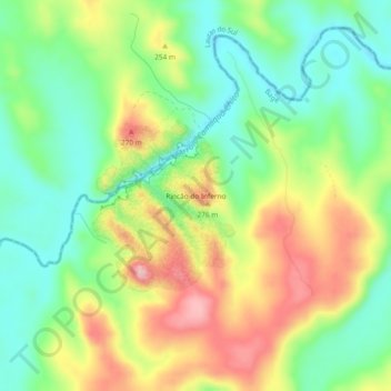 Rincão do Inferno topographic map, elevation, terrain