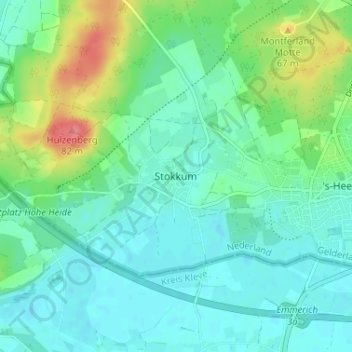 Stokkum topographic map, elevation, terrain