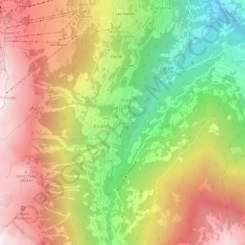 Cerise topographic map, elevation, terrain