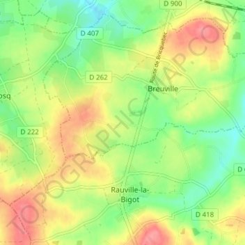 Hameau Hebert topographic map, elevation, terrain