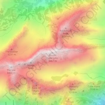 Mount Saint John topographic map, elevation, terrain