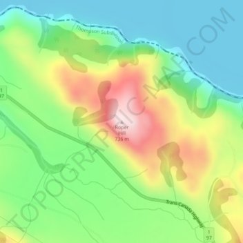 Roper Hill topographic map, elevation, terrain