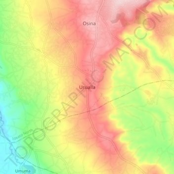 Urualla topographic map, elevation, terrain