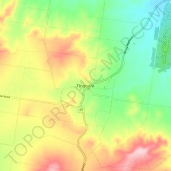 Tingoora topographic map, elevation, terrain