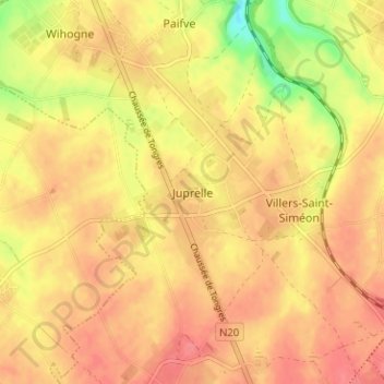 Juprelle topographic map, elevation, terrain