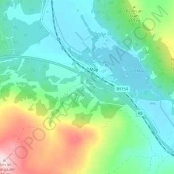 Lynebeg topographic map, elevation, terrain