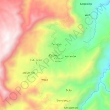 Kabwum topographic map, elevation, terrain
