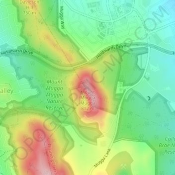 Mount Mugga Mugga topographic map, elevation, terrain