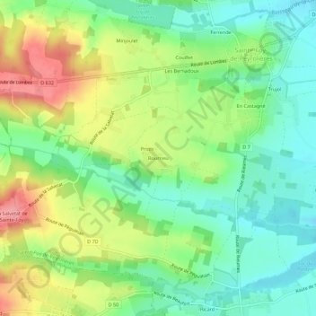 Bourrieu topographic map, elevation, terrain