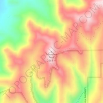 Menefee Peak topographic map, elevation, terrain