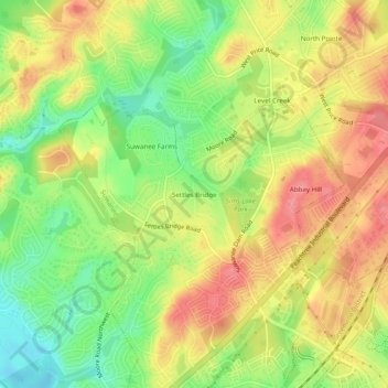 Settles Bridge topographic map, elevation, terrain