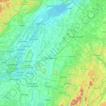 Les Maskoutains topographic map, elevation, terrain