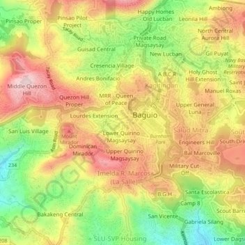 City Camp Proper topographic map, elevation, terrain
