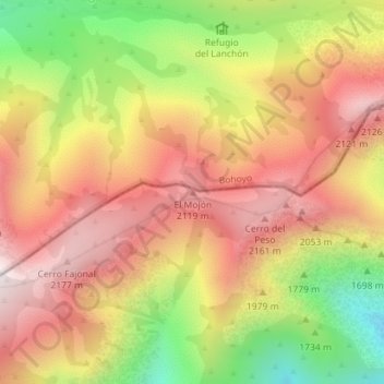 El Mojón topographic map, elevation, terrain