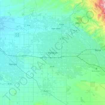 Meridian topographic map, elevation, terrain