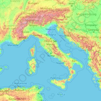 Vatican City topographic map, elevation, terrain