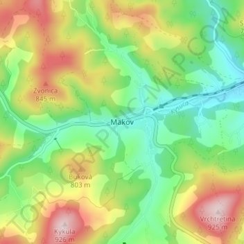 Makov topographic map, elevation, terrain