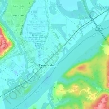 Oldtown topographic map, elevation, terrain