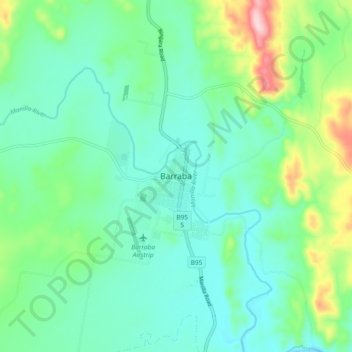 Barraba topographic map, elevation, terrain
