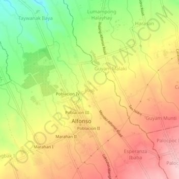 Pajo topographic map, elevation, terrain