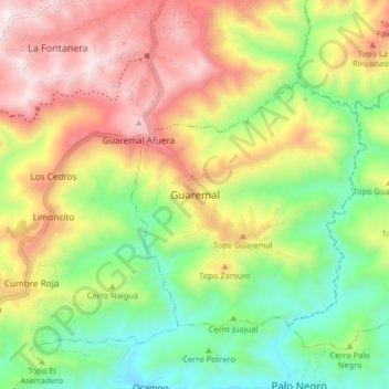 Guaremal topographic map, elevation, terrain