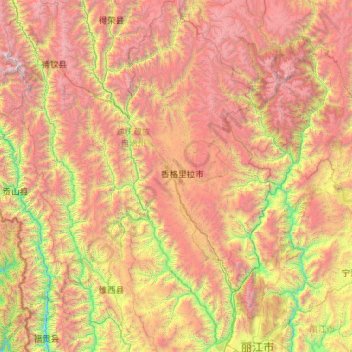 Diqing topographic map, elevation, terrain