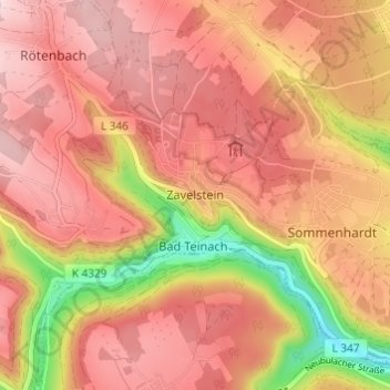 Zavelstein topographic map, elevation, terrain