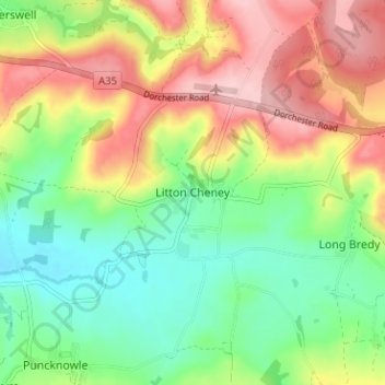 Litton Cheney topographic map, elevation, terrain